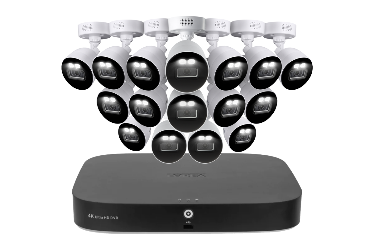 Lorex 4K 12 Camera Capable (8 Wired and 4 Wi-Fi) 2TB Wired DVR System with Smart Deterrence CVI Wired Bullet Cameras