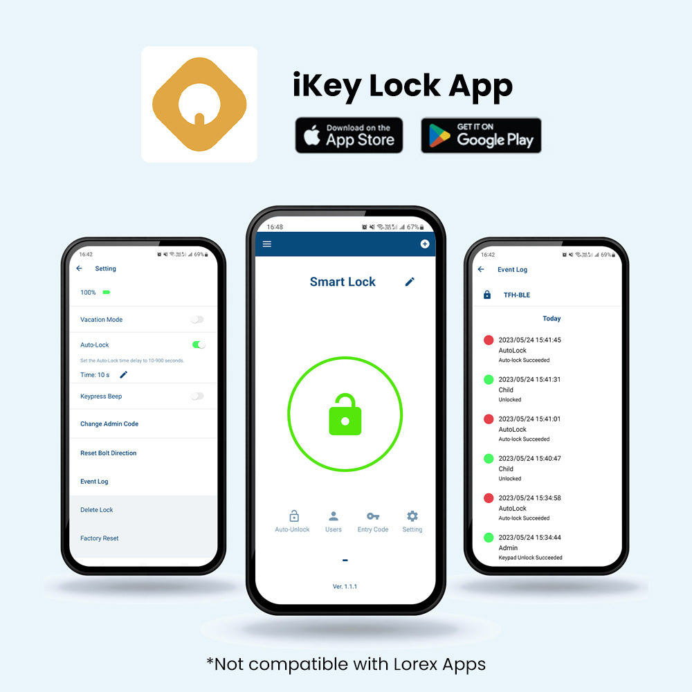 Smartlock Bluetooth Deadbolt Smart Lock with Touchpad and App Control - Matte Black