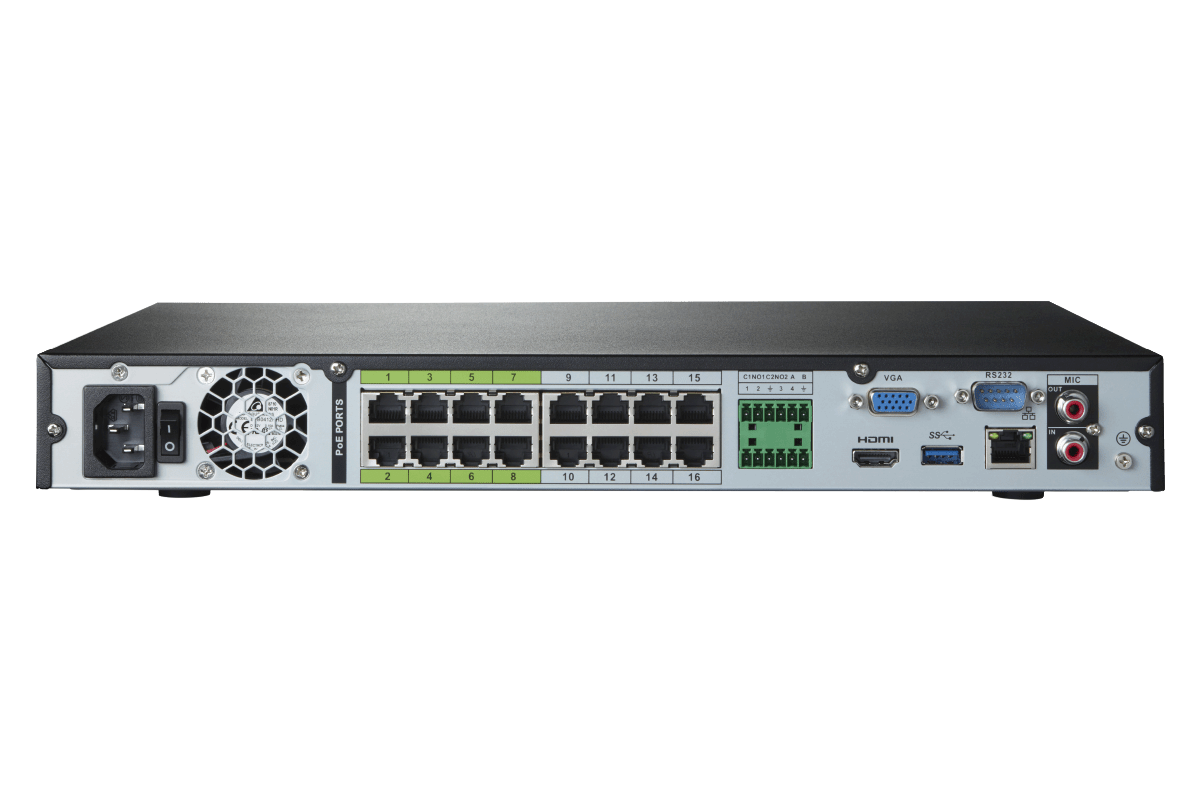 Lorex 4K (16 Camera Capable) 4TB Wired NVR System with 16 Wired Cameras with Smart Deterrence and Smart Motion Detection