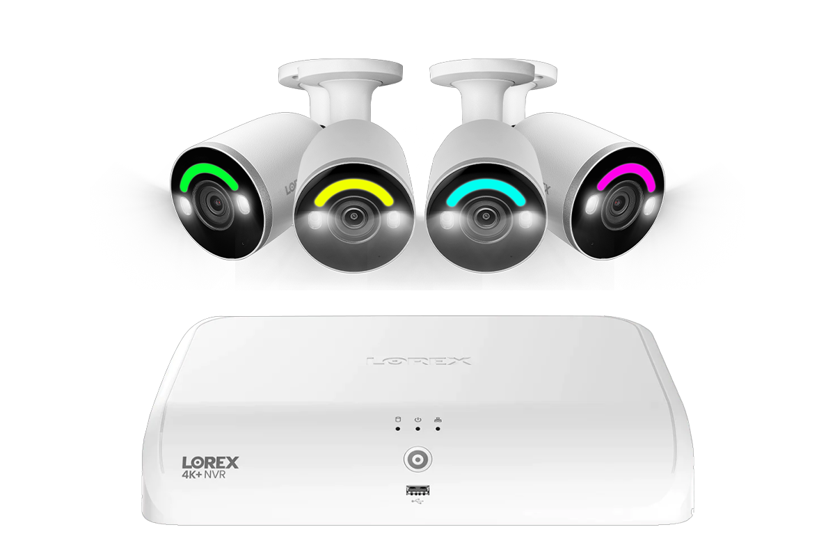 Lorex 4K Fusion 2TB Wired NVR System with 4K IP Bullet Smart Security Lighting Cameras