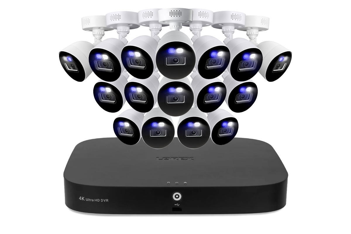 Lorex Classic Fusion 4K 20-Channel (16 Wired + 4 Wi-Fi) 1TB Wired DVR System with 8 Active Deterrence Bullet Cameras