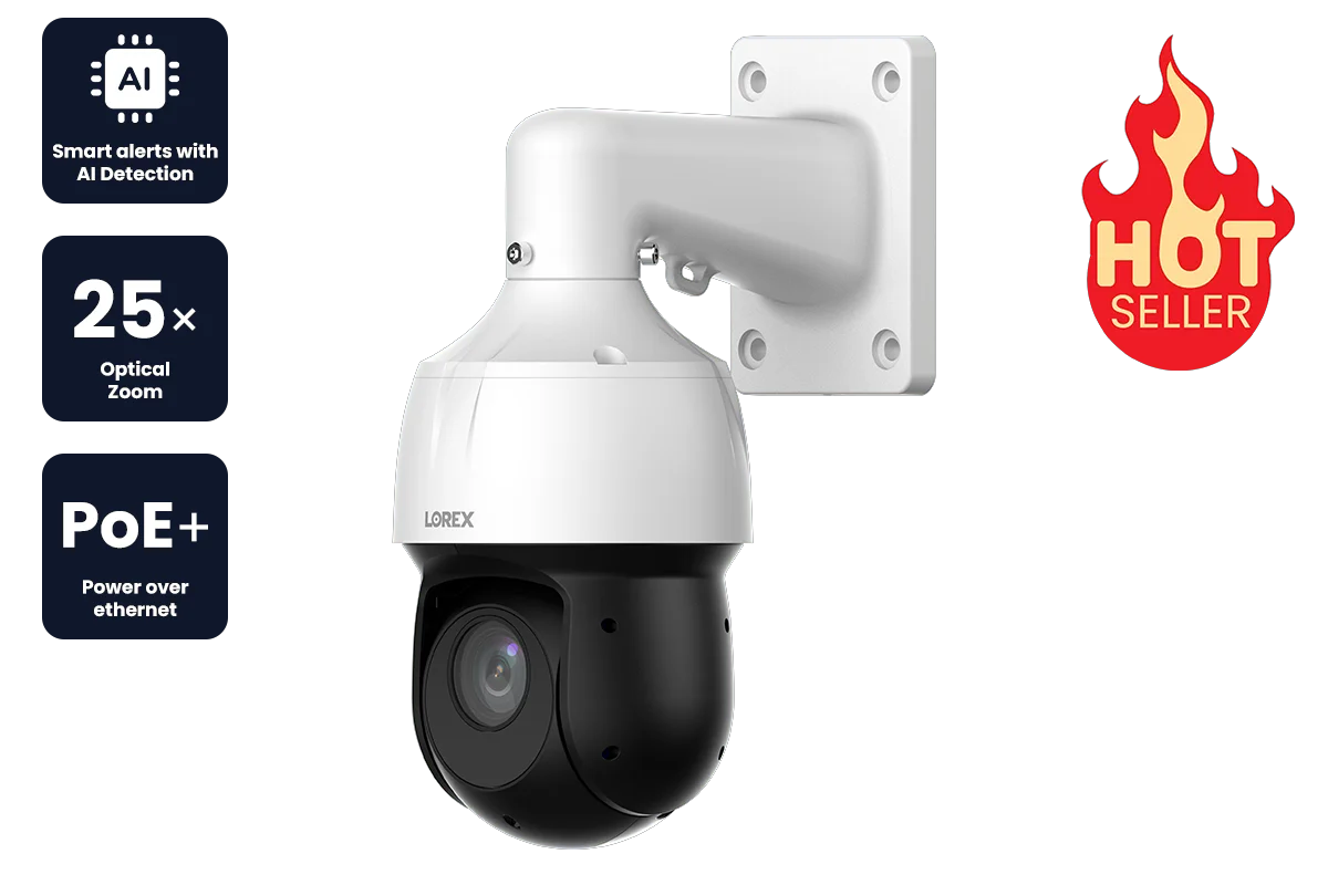 Lorex 2K (4MP) IP Wired PTZ Security Camera with AI Detection and