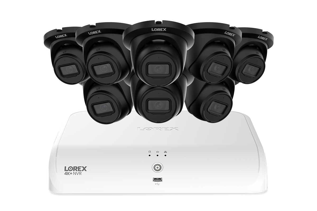 Lorex Fusion NVR with A4 4MP (2K) IP Turret Cameras - 4K 16-Channel (8 Wired + 8 Wi-Fi Fusion) 2TB Wired System