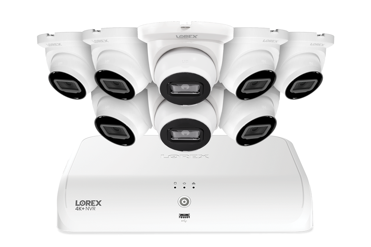 Lorex Fusion NVR with A4 4MP (2K) IP Turret Cameras - 4K 16-Channel (8 Wired + 8 Wi-Fi Fusion) 2TB Wired System
