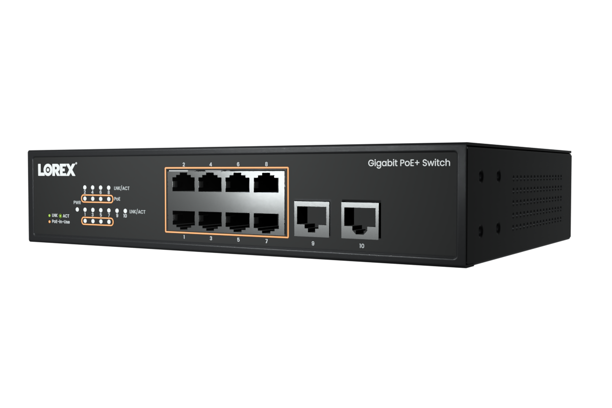 LNX-205 LANマルチプレクサ 2:1 x 2CH HUMANDATA Lorex 8-Port Ethernet Gigabit Ethernet PoE+ Unmanaged Switch with 120W