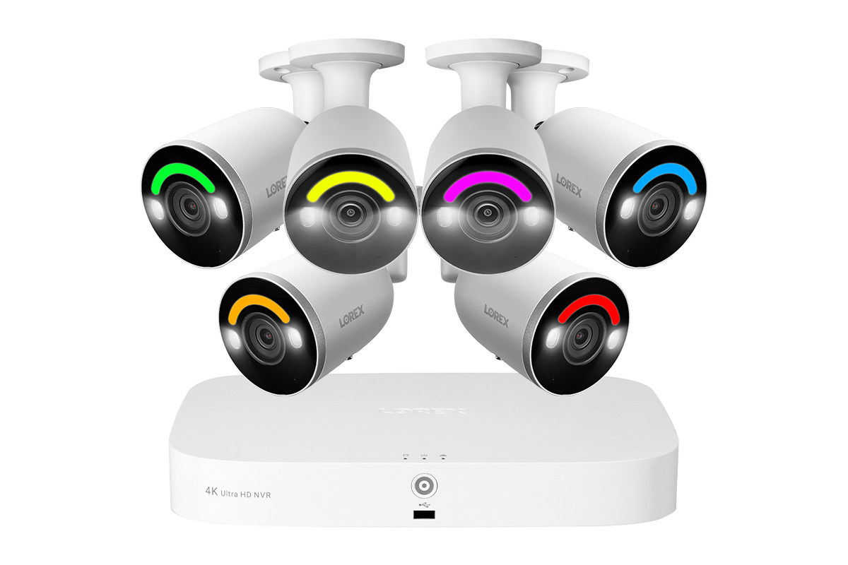 Lorex Fusion 4K 16 Camera Capable (8 Wired + 8 Fusion Wi-Fi) 2TB Wired NVR System with 4 Bullet Cameras Featuring Smart Security Lighting