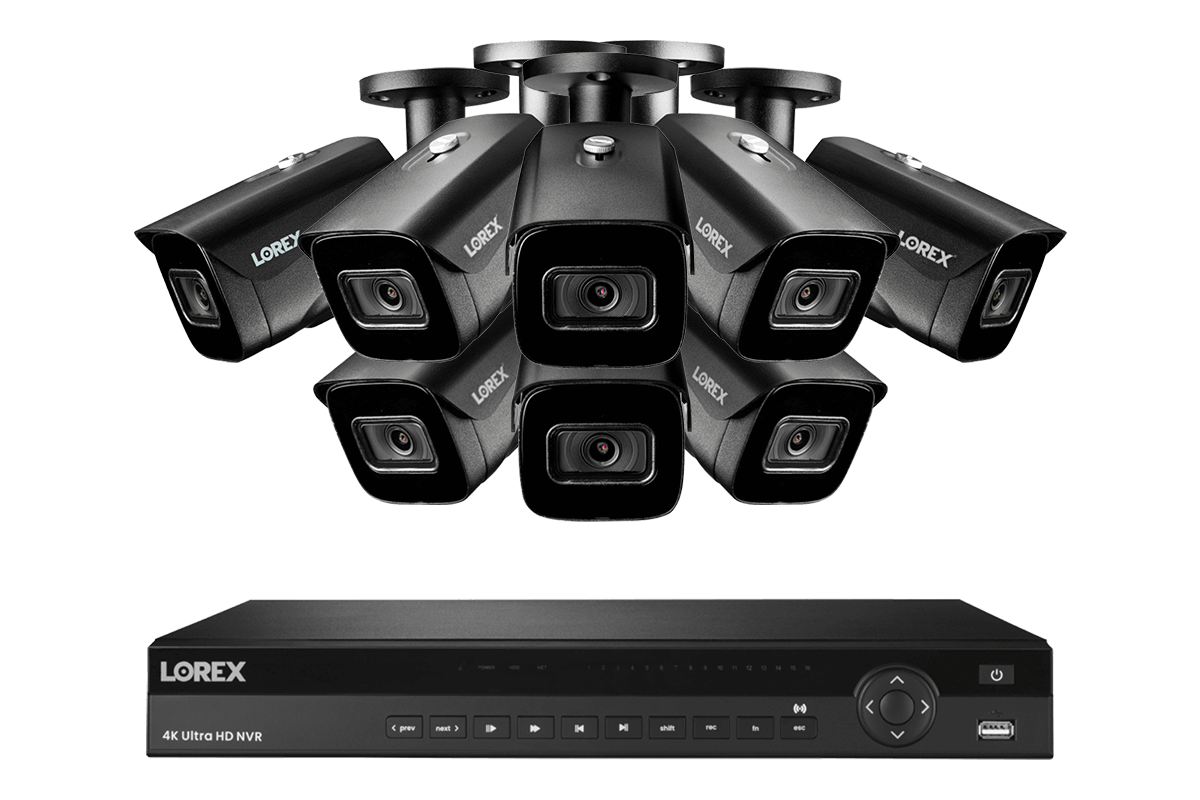 Lorex 4K (16 Camera Capable) 4TB Wired NVR System with Nocturnal 3 Smart IP Bullet Cameras with Listen-In Audio and 30FPS