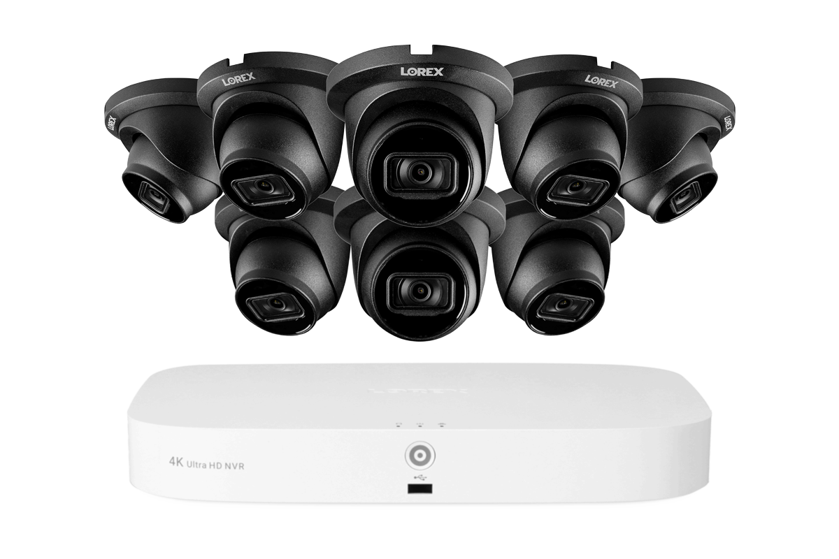 Lorex Fusion 4K 16-Camera Capable (8 Wired + 8 Wi-Fi) 2TB NVR System with IP Dome Cameras featuring Listen-In Audio - Black 8