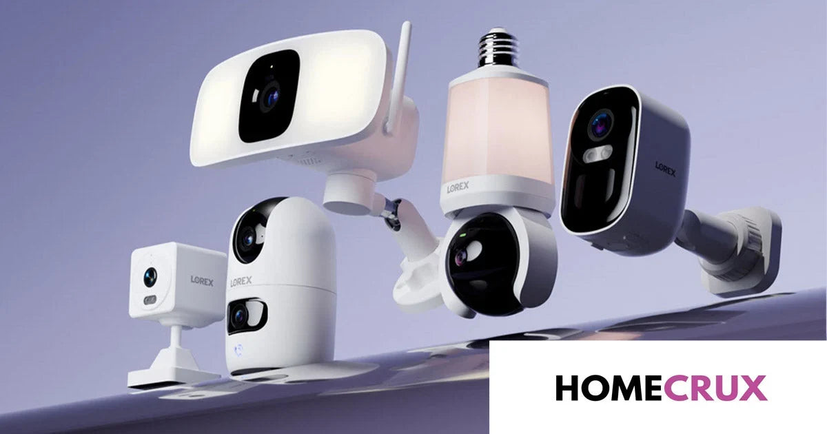 Lorex Connect wireless camera lineup, including indoor, floodlight, lightbulb, and battery-powered models, featured in Homecrux’s smart home security coverage.