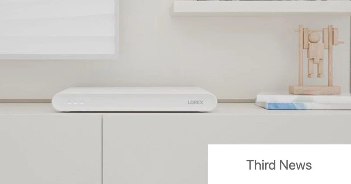 Lorex VF 16-Channel NVR displayed in a modern home interior, featured in Third News’ coverage of the expanded Connect V Series.