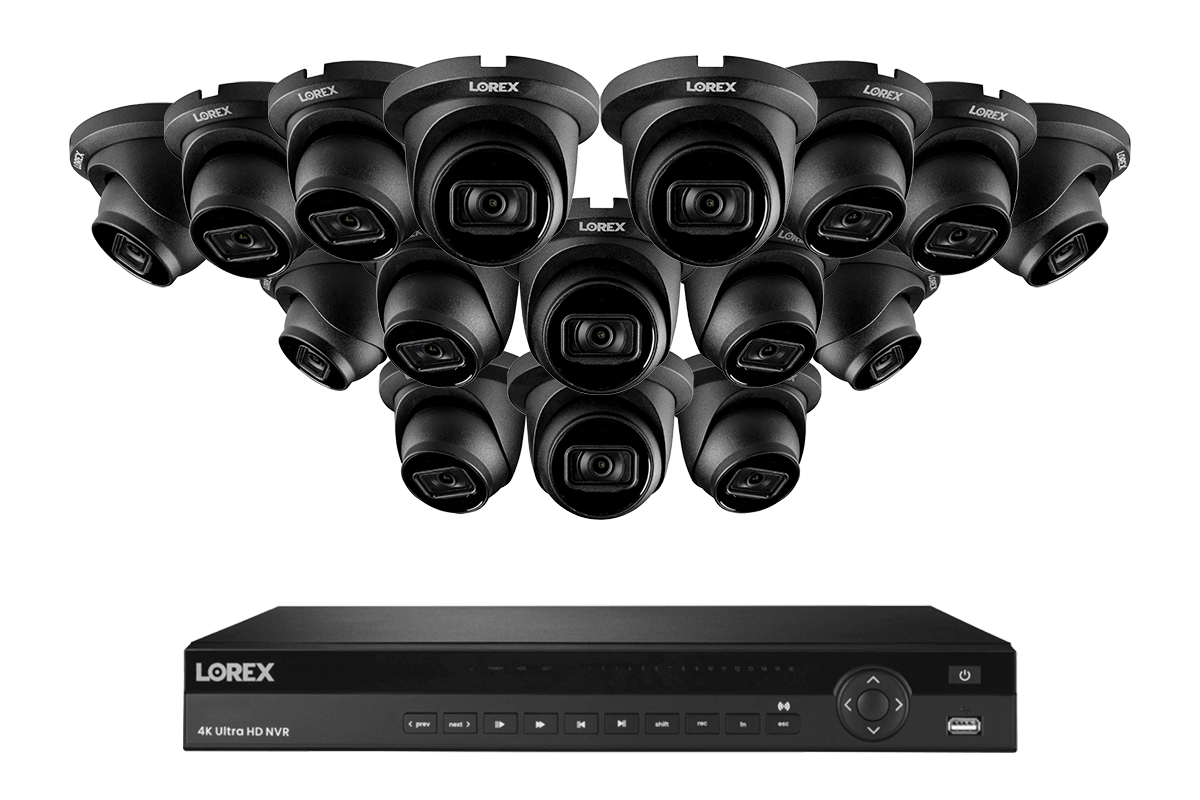 Lorex 4K (16 Camera Capable) 4TB Wired NVR System with Nocturnal 3 Smart IP Dome Cameras with Listen-In Audio and 30FPS - Black 16