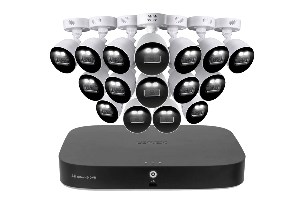 Lorex 4K 12 Camera Capable (8 Wired and 4 Wi-Fi) 2TB Wired DVR System with Smart Deterrence CVI Wired Bullet Cameras