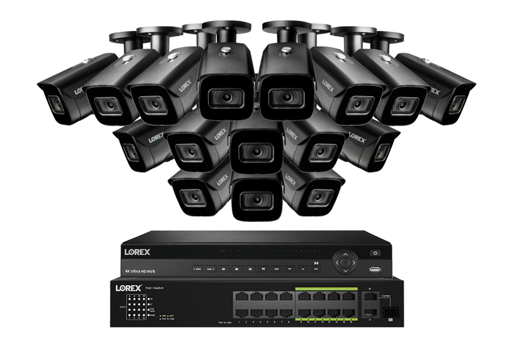 Lorex 4K (32 Camera Capable) 8TB Wired NVR System with Nocturnal 3 Smart IP Bullet Cameras Featuring Listen-In Audio and 30FPS Recording