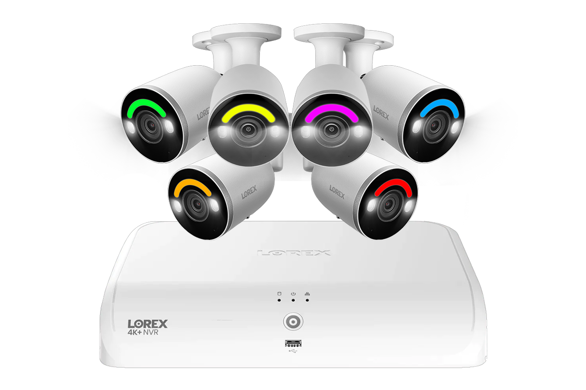 Lorex 4K Fusion 2TB Wired NVR System with 4K IP Bullet Smart Security Lighting Cameras