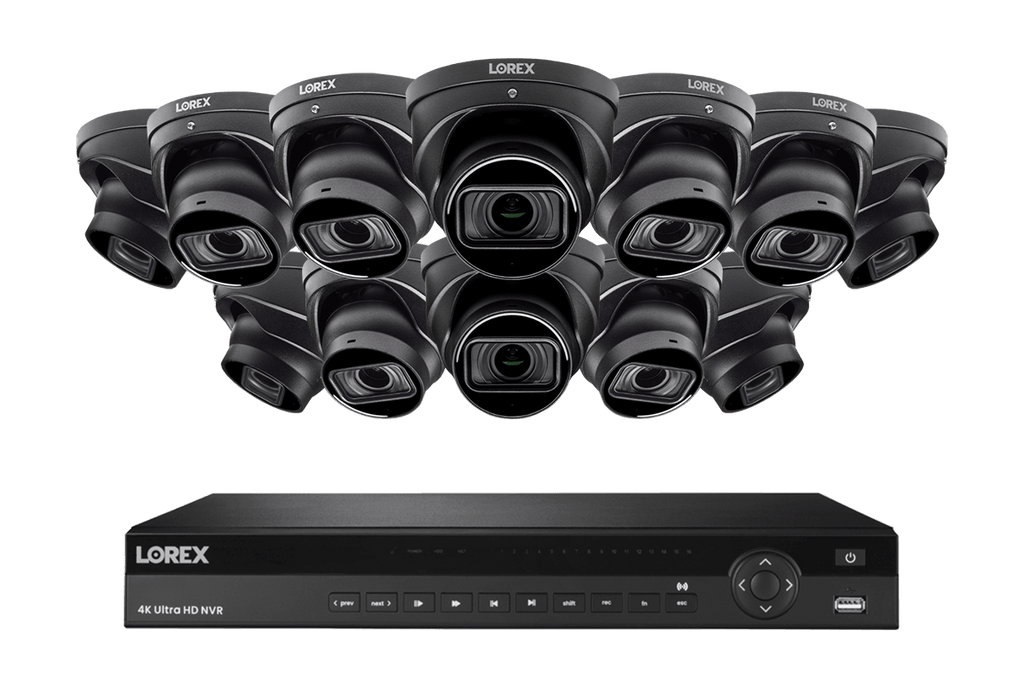 Lorex 4K (16 Camera Capable) 6TB Wired NVR System with Nocturnal 3 Smart IP Turret Cameras with Listen-in Audio and Motorized Varifocal Lenses