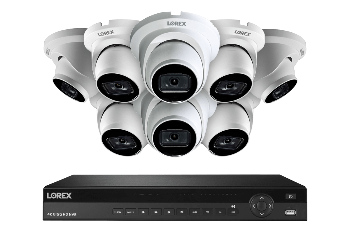 Lorex 4K (16 Camera Capable) 6TB Wired NVR System with Nocturnal 3 Smart IP Dome Cameras with Listen-In Audio and 30FPS