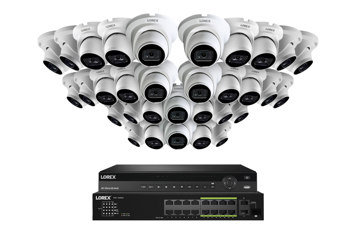 Lorex Elite Series 4K 32 Camera Capable 6TB Wired NVR System with 16 A14 IP Turret Cameras