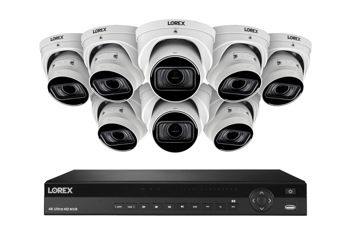 Lorex 4K (16 Camera Capable) 4TB Wired NVR System with Nocturnal 4 Smart IP Dome Cameras Featuring Motorized Varifocal Lens, Listen-In Audio and 30FPS - White 8