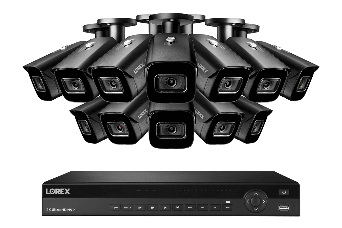 Lorex 4K (16 Camera Capable) 4TB Wired NVR System with Nocturnal 3 Smart IP Bullet Cameras with Listen-In Audio and 30FPS