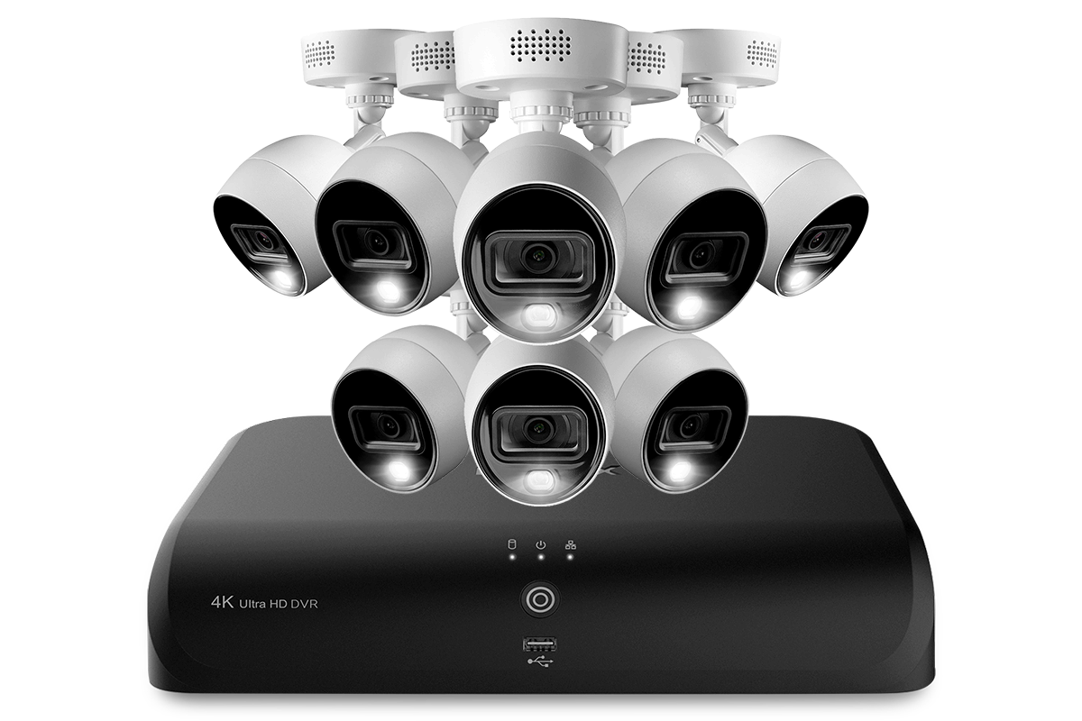 Lorex 4K (8 Camera Capable) 2TB Wired DVR System with 8 Active Deterrence Bullet Cameras