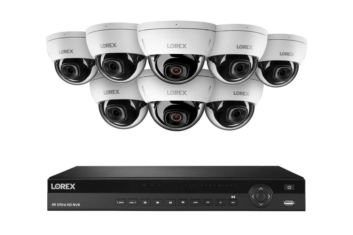 Lorex Fusion Series 4K 16 Camera Capable (Wired or Fusion Wi-Fi) 4TB Wired NVR System with 4MP (2K) A4 IP Dome Cameras- White 8