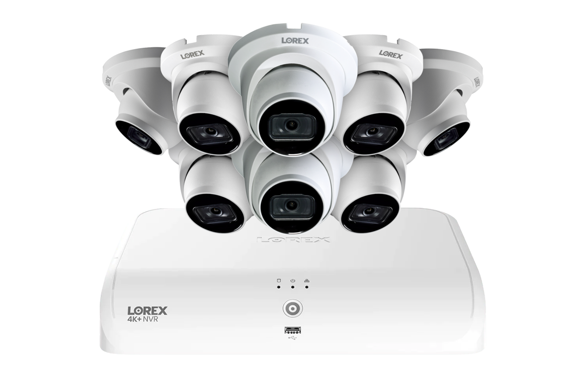 Lorex Fusion Series 4K+ 16 Channel (8 Wired + 8 Fusion Wi-Fi) 2TB Wired System with A14 Wired 4K IP Dome Cameras - White 8