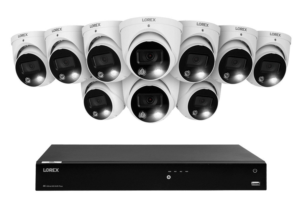 Lorex Fusion Series 4K 16 Camera Capable (Wired or Fusion Wi-Fi) 4TB Wired NVR System with H13 IP Turret Cameras