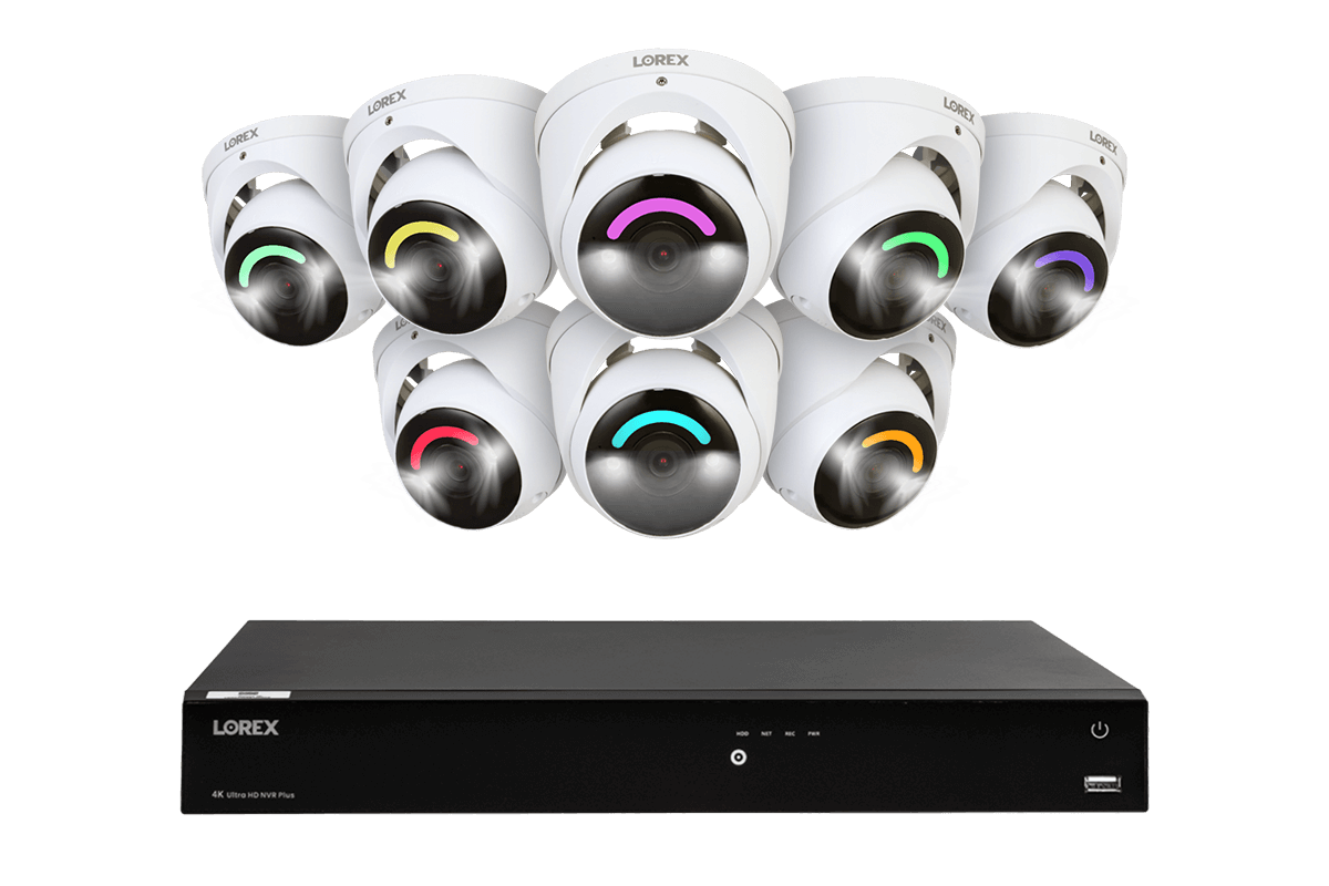 Lorex Fusion 4K 16 Camera Capable (16 Wired or Wi-Fi) 4TB Wired NVR System with Dome Camera Featuring Smart Security Lighting and 2-Way Audio