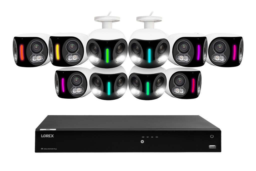 Lorex Fusion Series 4K 16 Camera Capable (Wired or Fusion Wi-Fi) 4TB Wired NVR System with H20 IP Dual Lens Cameras