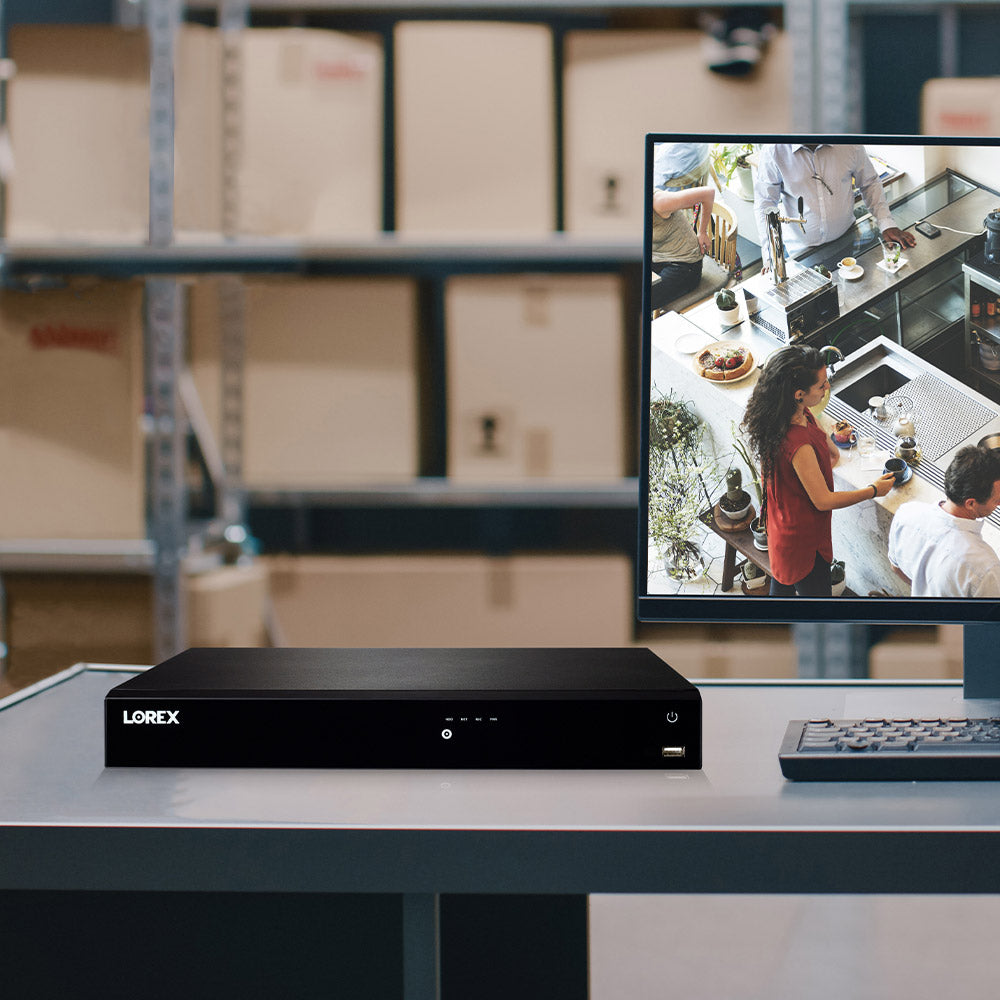 Lorex Fusion 4K (16 Camera Capable) 4TB Wired NVR System with 8 Bullet Cameras Featuring Smart Deterrence and Two-Way Talk