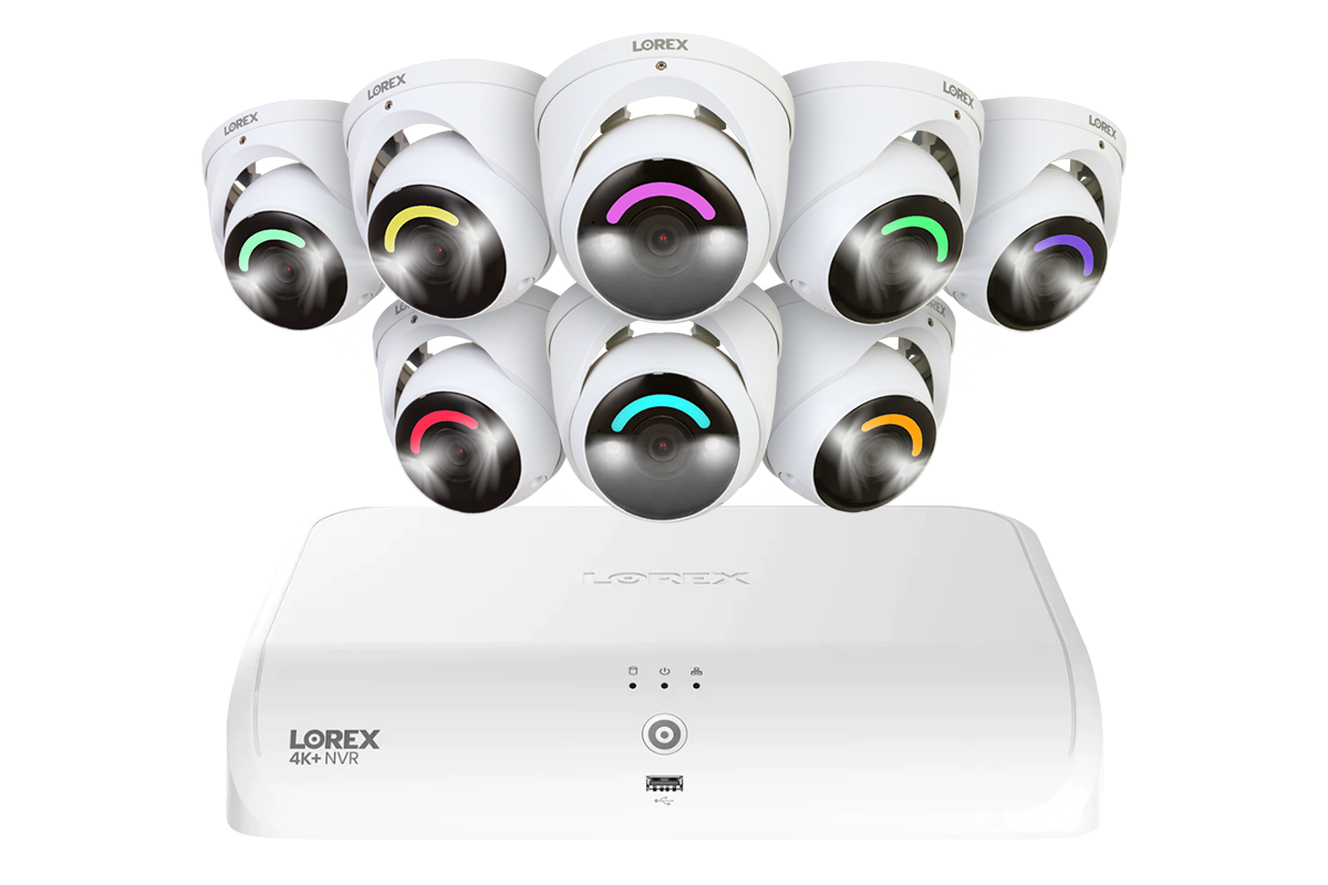 Lorex Fusion Series 4K+ 16 Channel (8 Wired + 8 Fusion Wi-Fi) 2TB Wired System with H16 Wired 4K IP Dome Cameras - White 8