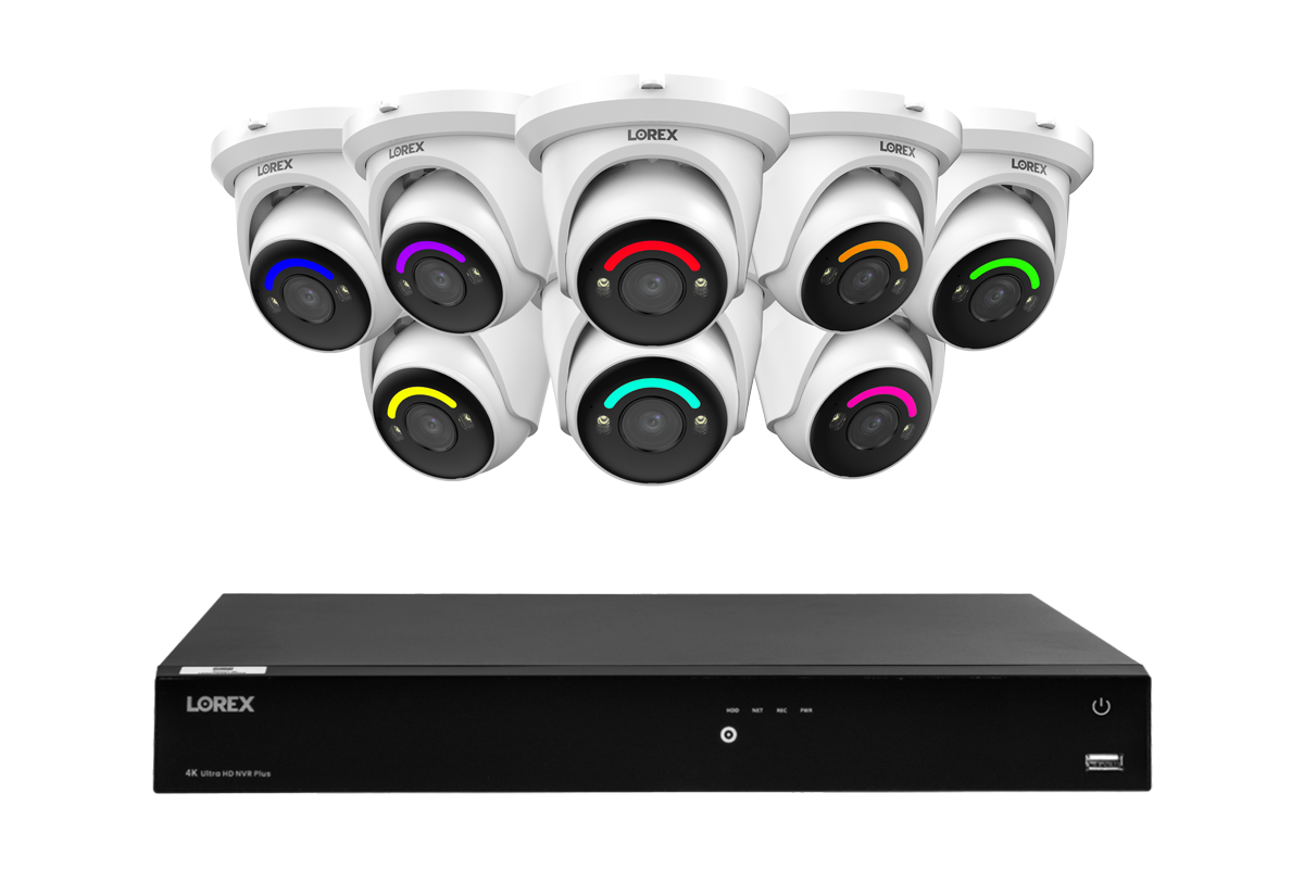 Lorex Fusion Series 4K 16 Camera Capable (Wired or Fusion Wi-Fi) 4TB Wired NVR System with H12 Wired 4K IP Turret Cameras