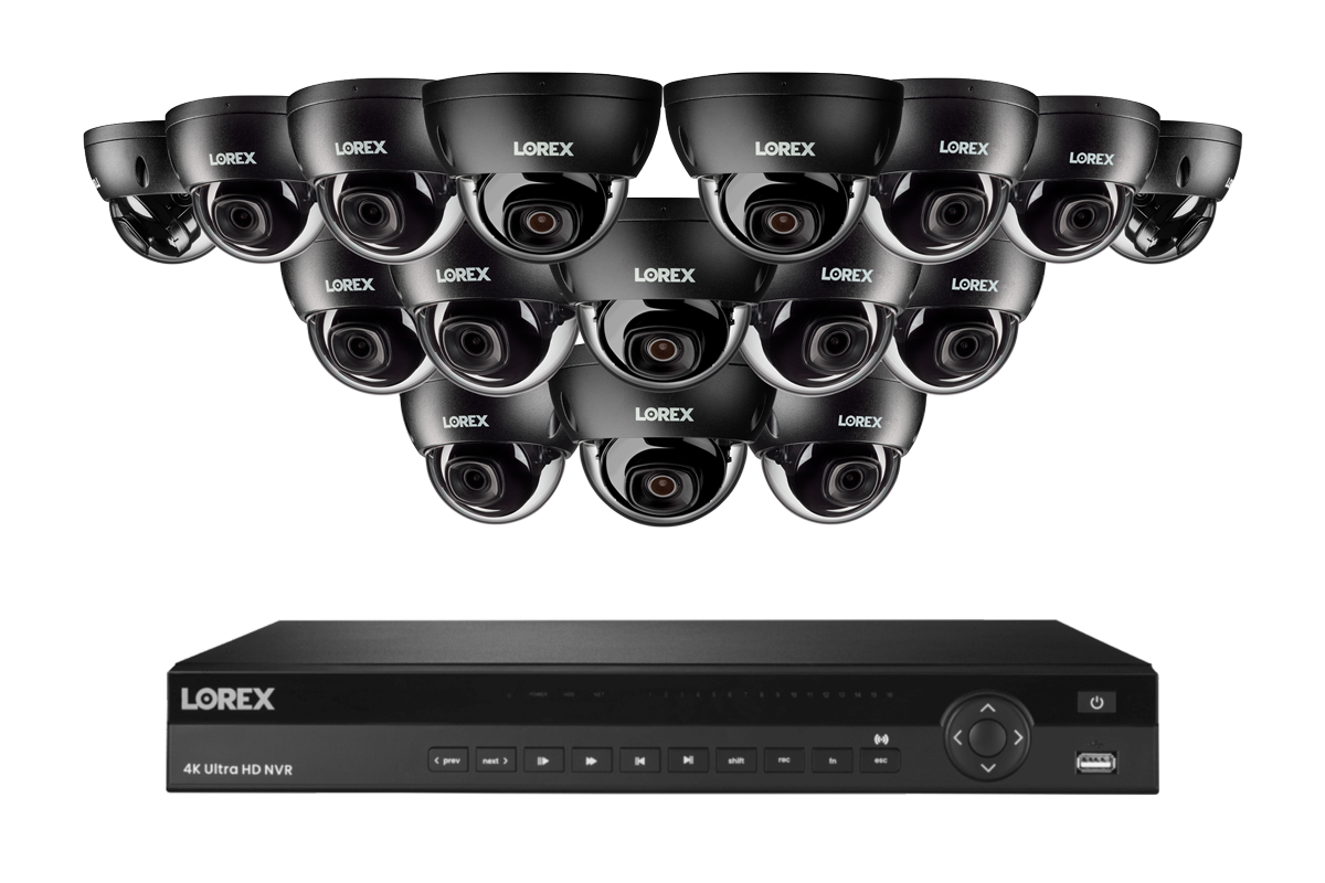 Lorex Fusion Series 4K 16 Camera Capable (Wired or Fusion Wi-Fi) 4TB Wired NVR System with 4MP (2K) A4 IP Dome Cameras - Black 16