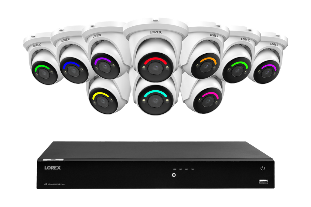 Lorex Fusion Series 4K 16 Camera Capable (Wired or Fusion Wi-Fi) 4TB Wired NVR System with H12 Wired 4K IP Turret Cameras