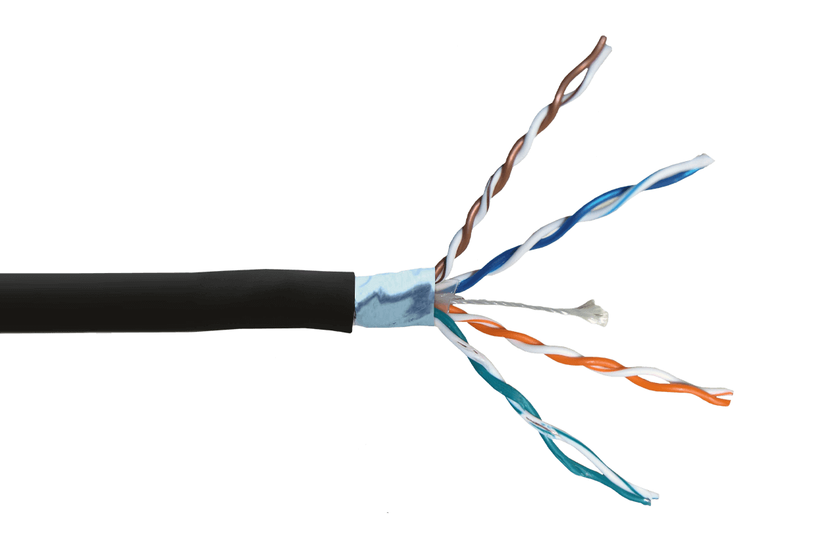 CAT6 Outdoor Extension Cable, Weather Shielded, cUL CMR Riser Rated, UV Treated, Direct Burial Underground