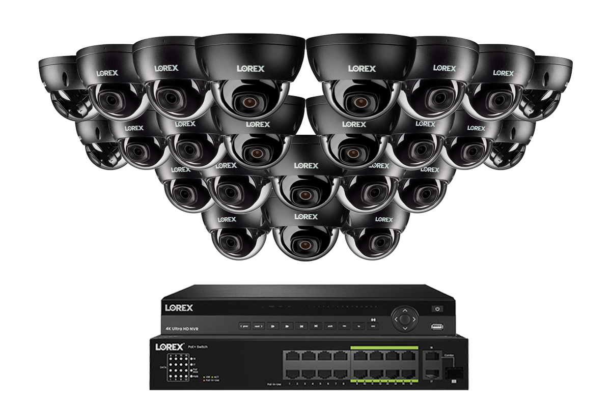 Lorex Elite Series 4K 32 Camera Capable 8TB Wired NVR System with 4MP (2K) A4 IP Dome Cameras