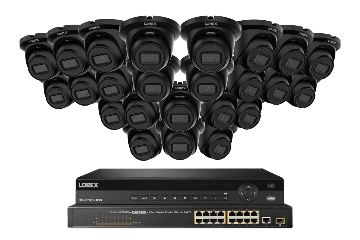 Lorex Elite Series 4K 32 Camera Capable 8TB Wired NVR System with 4MP (2K) A4 IP Turret Cameras