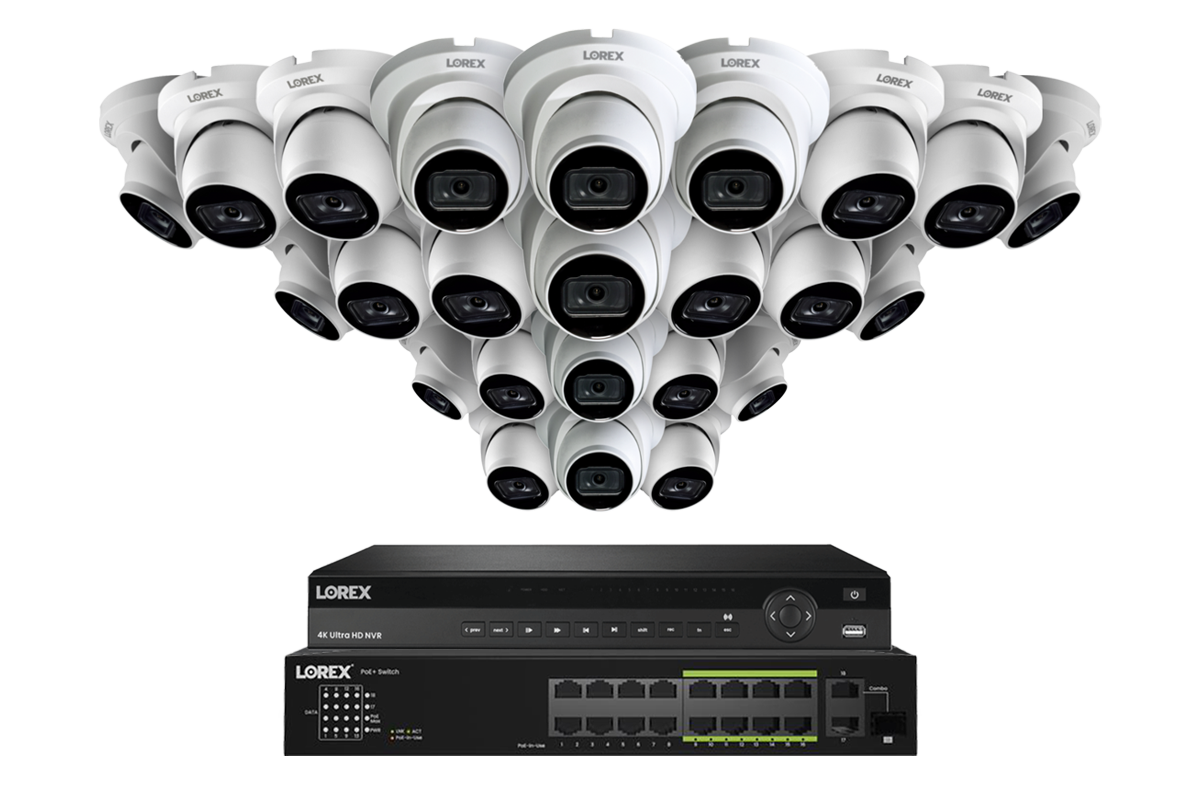 Lorex Elite Series 4K 32 Camera Capable 6TB Wired NVR System with 16 A14 IP Turret Cameras