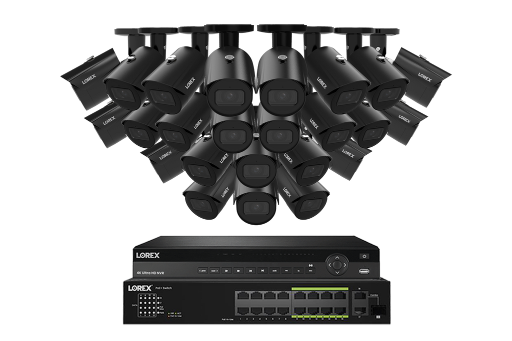 Lorex Elite Series 4K 32 Camera Capable 8TB Wired NVR System with 4MP (2K) A4 IP Bullet Cameras