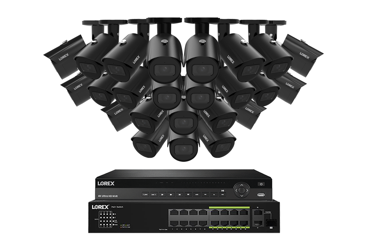 Lorex Elite Series 4K 32 Camera Capable 8TB Wired NVR System with 4MP (2K) A4 IP Bullet Cameras