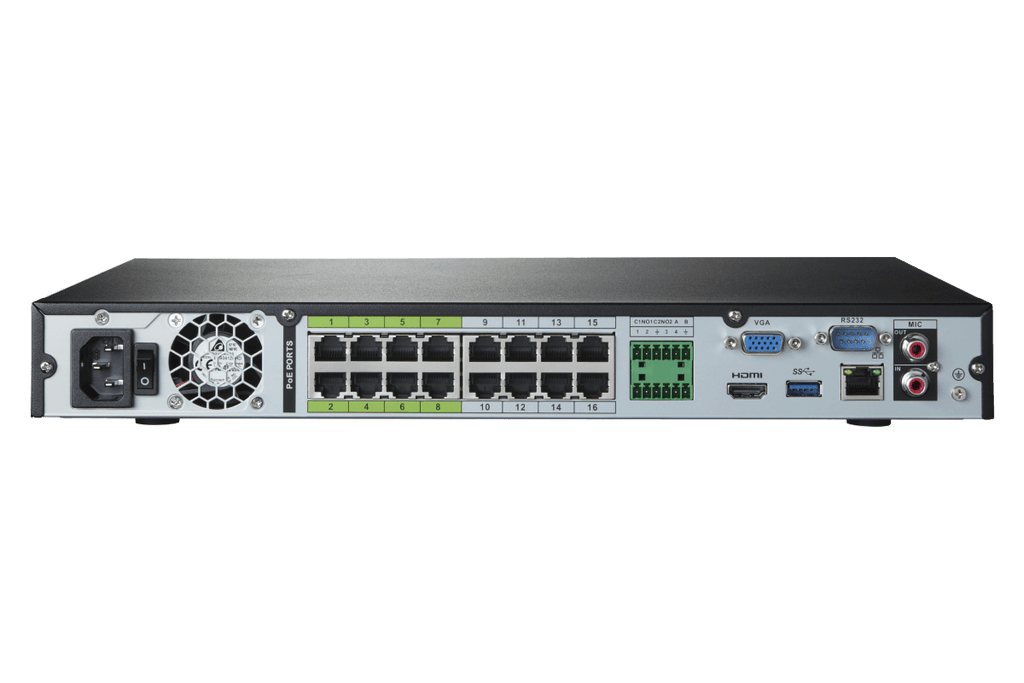 Lorex 4K (16 Camera Capable) 4TB Wired NVR System with 16 Wired Cameras with Smart Deterrence and Smart Motion Detection