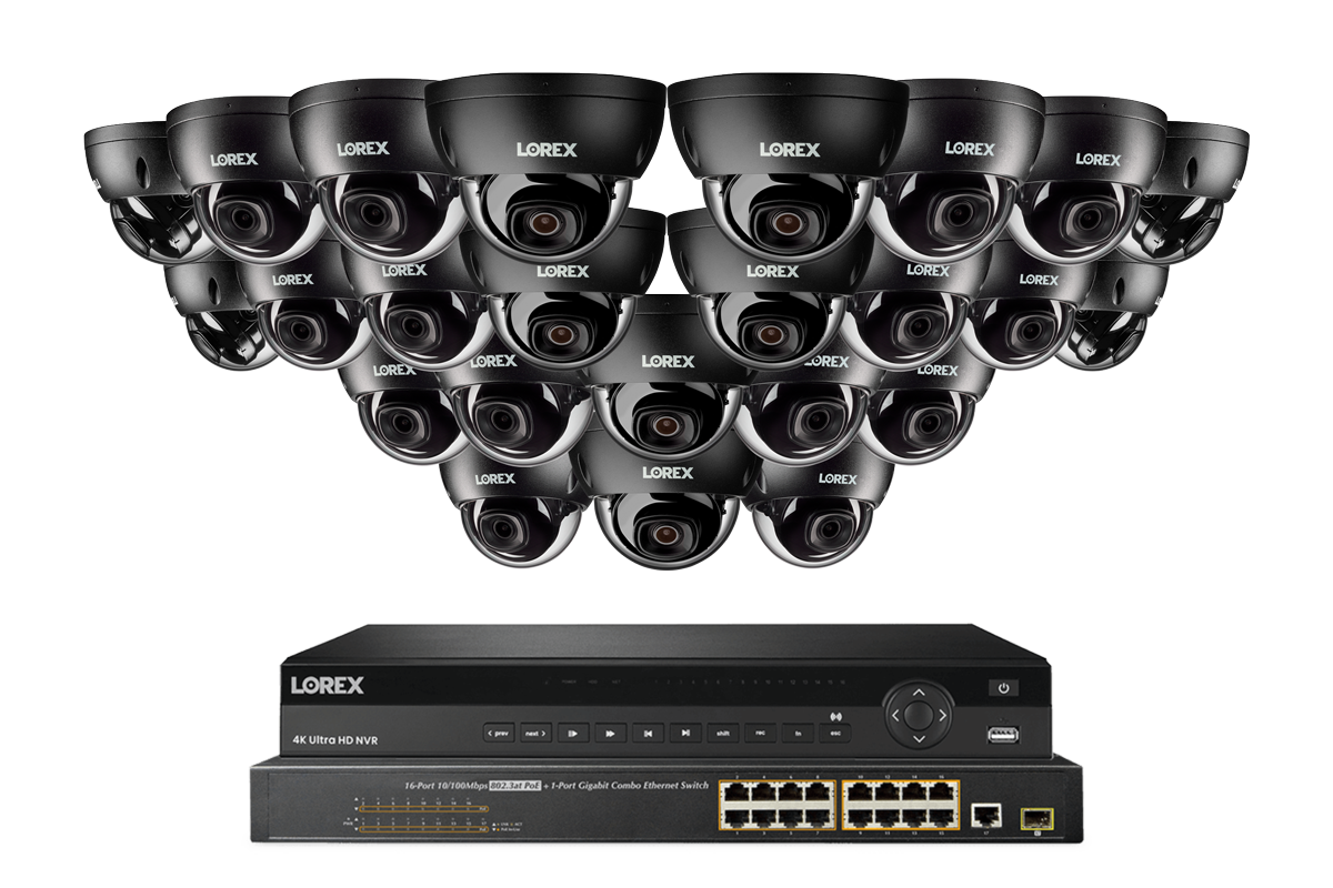 Lorex Elite Series 4K 32 Camera Capable 8TB Wired NVR System with 4MP (2K) A4 IP Dome Cameras