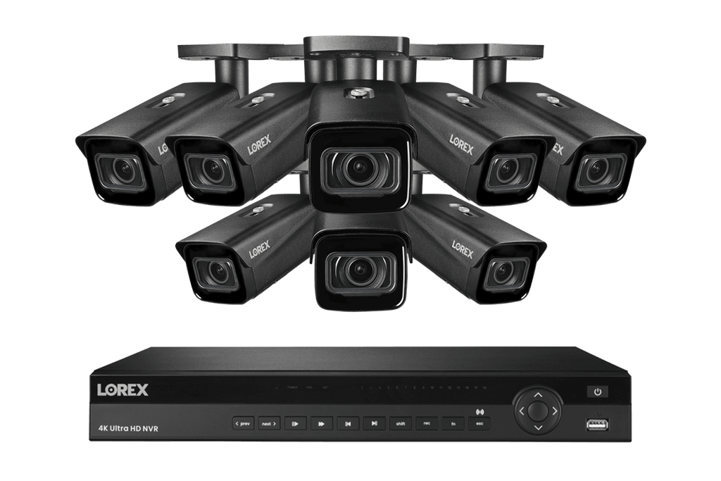 Lorex 4K (16 Camera Capable) 4TB Wired NVR System with Nocturnal 3 Smart IP Bullet Cameras with Motorized Varifocal Lens