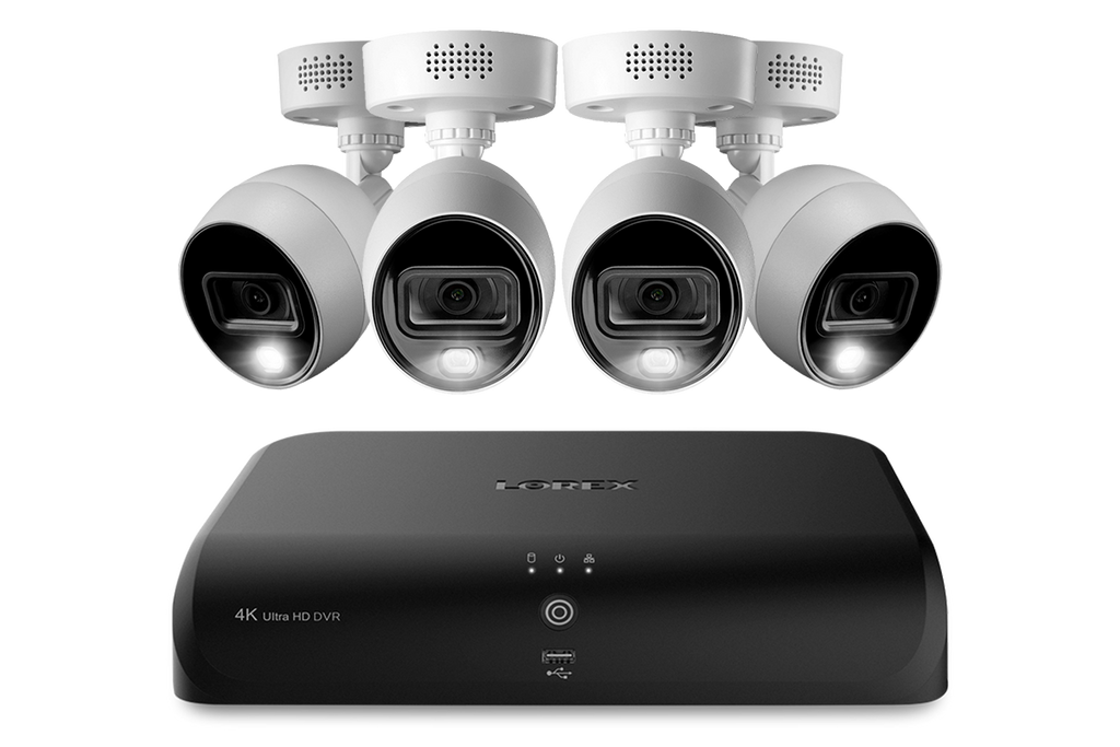 Lorex 4K (8 Camera Capable) 2TB Wired DVR System with 4 Active Deterrence Bullet Cameras