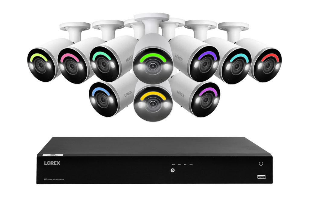Lorex Fusion Series 4K 16 Camera Capable (Wired or Fusion Wi-Fi) 4TB Wired NVR System with H12 Wired 4K IP Bullet Cameras