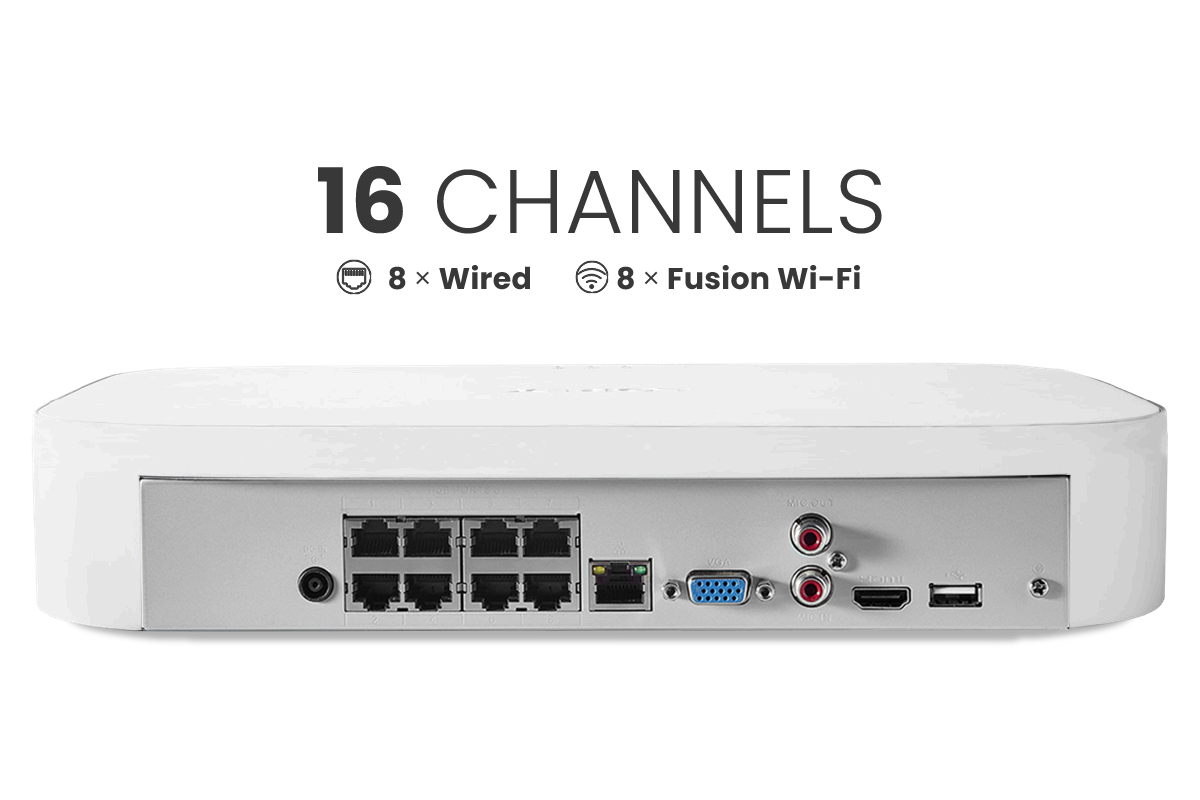 Lorex Fusion Series NVR with A20 (Aurora Series) IP Bullet Cameras - 4K 16-Channel 2TB Wired System