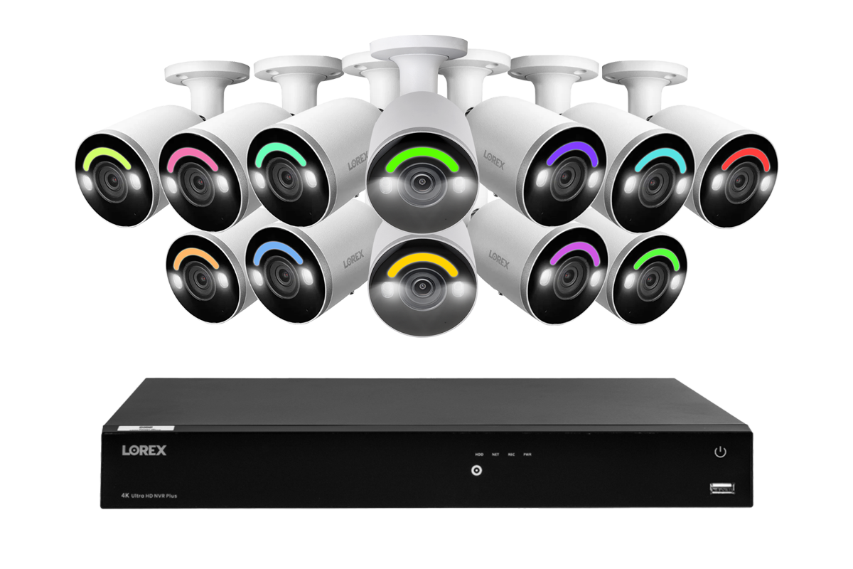 Lorex Fusion Series 4K 16 Camera Capable (Wired or Fusion Wi-Fi) 4TB Wired NVR System with H12 Wired 4K IP Bullet Cameras