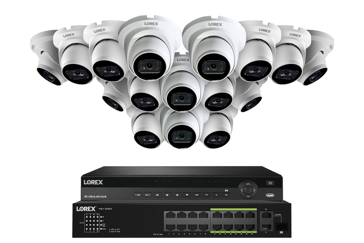 Lorex Fusion (4K 32-Camera Capable) 8TB NVR System with Bullet Cameras featuring Listen-In Audio - White 16