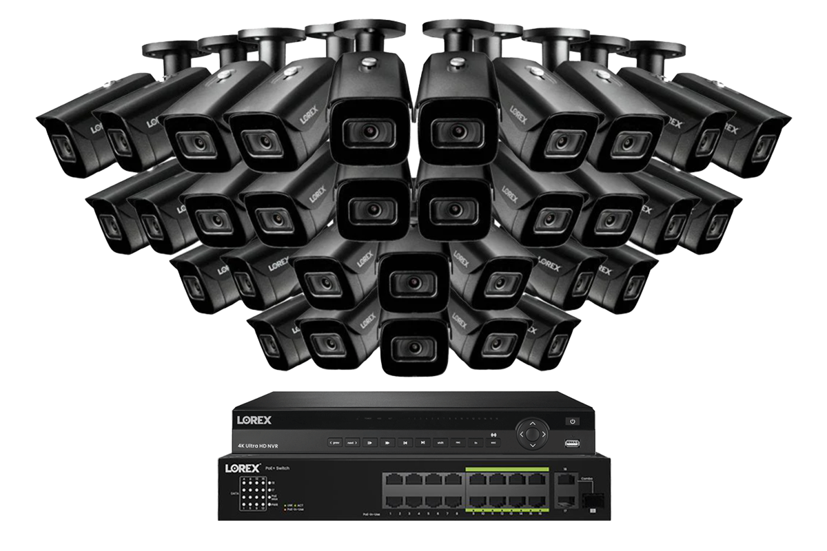 Lorex 4K (32 Camera Capable) 6TB Wired NVR System with 16 Nocturnal 3 Smart IP Bullet Cameras Featuring Listen-In Audio and 30FPS Recording