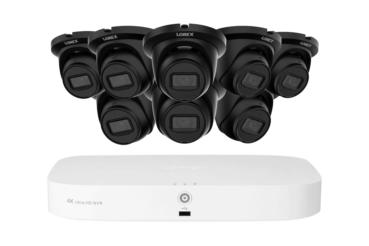 Lorex Fusion Series 4K 16 Camera Capable (8 Wired + 8 Fusion Wi-Fi) 2TB Wired NVR System with 4MP (2K) A4 IP Turret Cameras - Black 8